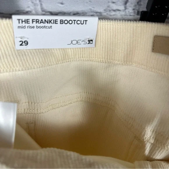 Joe’s Jeans The Frankie Bootcut Mid-Rise Courdroy Slit Hem Double Cream 29 NWT - Picture 6 of 13